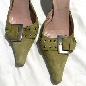 Jane Brown Green Suede Mules